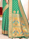 Green Paithani Silk Saree With Blouse Piece Green Paithani Silk Saree With Blouse Piece