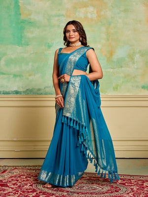 Crepe Silk Banarasi Silk Saree With Blouse Piece