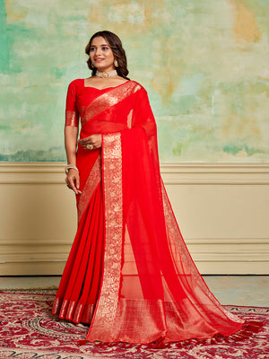 Crepe Silk Banarasi Silk Saree With Blouse Piece