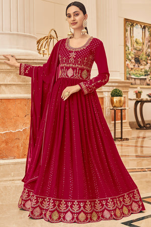 Scarlet Red Georgette Salwar Suit