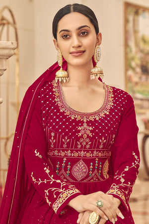 Scarlet Red Georgette Salwar Suit