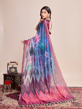 Blue Linen Blend Saree With Blouse Piece Blue Linen Blend Saree With Blouse Piece