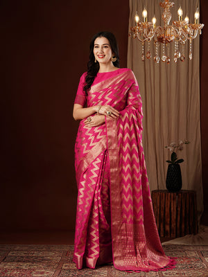 Georgette Banarasi Silk Saree With Blouse Piece