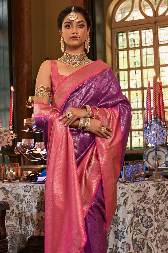 Purple Violet Kanjivaram Saree Purple Violet Kanjivaram Saree