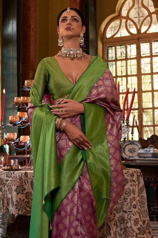 Berry Violet Kanjivaram Saree Berry Violet Kanjivaram Saree