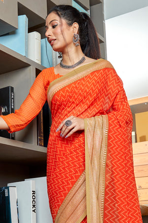 Dark Orange Georgette Saree