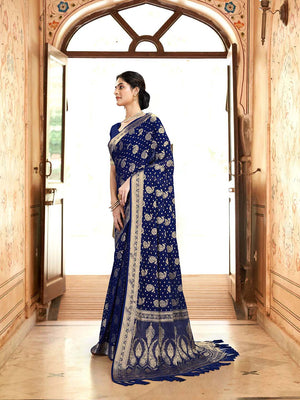 Georgette Banarasi Silk Saree With Blouse Piece