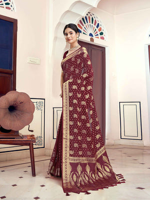 Georgette Banarasi Silk Saree With Blouse Piece