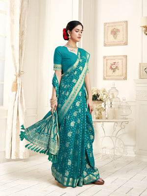 Georgette Banarasi Silk Saree With Blouse Piece