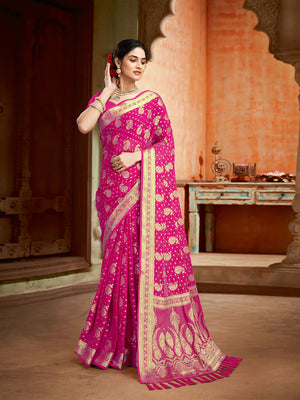 Georgette Banarasi Silk Saree With Blouse Piece