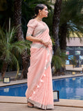 Peach Pure Linen Blend Saree With Blouse Piece Peach Pure Linen Blend Saree With Blouse Piece
