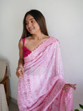 Pink Georgette Saree With Blouse Piece Pink Georgette Saree With Blouse Piece