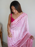 Pink Georgette Saree With Blouse Piece Pink Georgette Saree With Blouse Piece