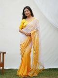Yellow Georgette Saree With Blouse Piece Yellow Georgette Saree With Blouse Piece