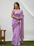 Lavender Georgette Saree With Blouse Piece Lavender Georgette Saree With Blouse Piece