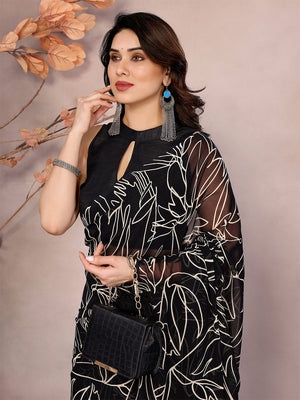 Black Georgette Ready To Wear Saree