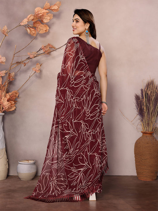 Red Georgette Ready To Wear Saree Red Georgette Ready To Wear Saree