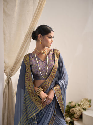 Crepe Silk Banarasi Saree With Blouse Piece