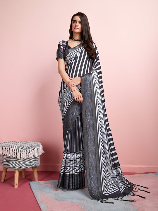 Grey Silk Blend Daily Wear Saree With Blouse Piece Grey Silk Blend Daily Wear Saree With Blouse Piece