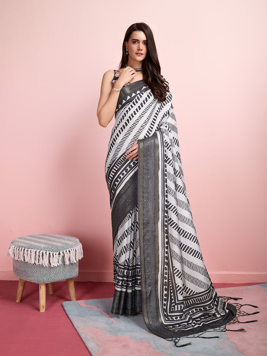 Grey Melange Silk Blend Daily Wear Saree With Blouse Piece Grey Melange Silk Blend Daily Wear Saree With Blouse Piece