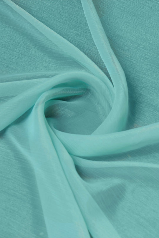 Teal Chiffon Saree With Blouse Piece Teal Chiffon Saree With Blouse Piece