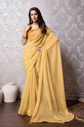 Yellow Chiffon Saree With Blouse Piece Yellow Chiffon Saree With Blouse Piece