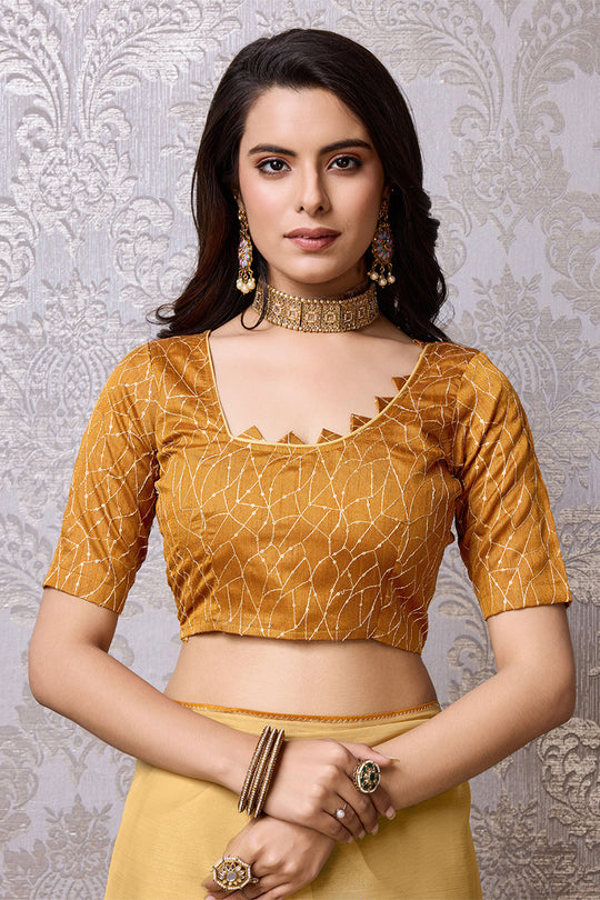 Yellow Chiffon Saree With Blouse Piece Yellow Chiffon Saree With Blouse Piece