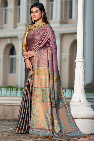 Magenta Satin Saree