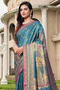 Rama Blue Satin Saree Rama Blue Satin Saree