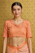 Orange Georgette Printed Saree With Blouse Piece Orange Georgette Printed Saree With Blouse Piece