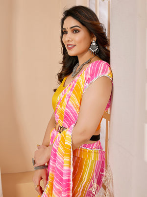 Pink Georgette Saree With Blouse Piece