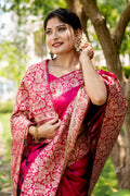 Pink Raw Silk Saree With Blouse Piece Pink Raw Silk Saree With Blouse Piece