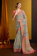 Beige Cotton Saree With Blouse Piece Beige Cotton Saree With Blouse Piece