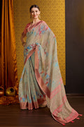 Beige Cotton Saree With Blouse Piece Beige Cotton Saree With Blouse Piece