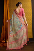 Beige Cotton Saree With Blouse Piece Beige Cotton Saree With Blouse Piece