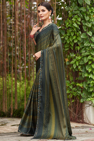 Multi Green Chiffon Saree