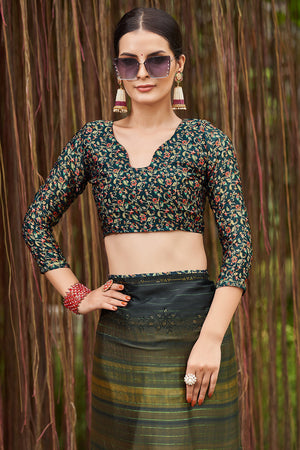 Multi Green Chiffon Saree