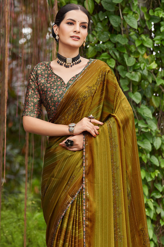 Dark Mustard Chiffon Saree Dark Mustard Chiffon Saree