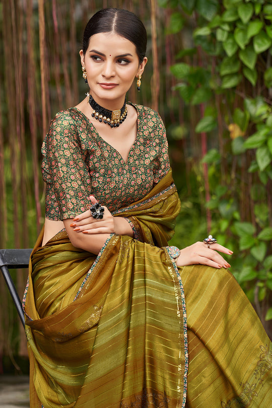 Dark Mustard Chiffon Saree Dark Mustard Chiffon Saree