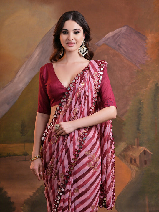 Pink Pure Georgette Festive Saree With Blouse Piece Pink Pure Georgette Festive Saree With Blouse Piece