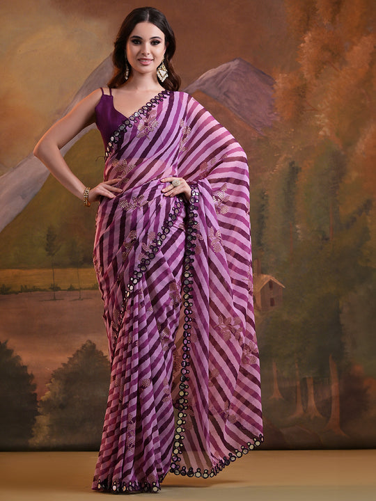 Purple Pure Georgette Festive Saree With Blouse Piece Purple Pure Georgette Festive Saree With Blouse Piece