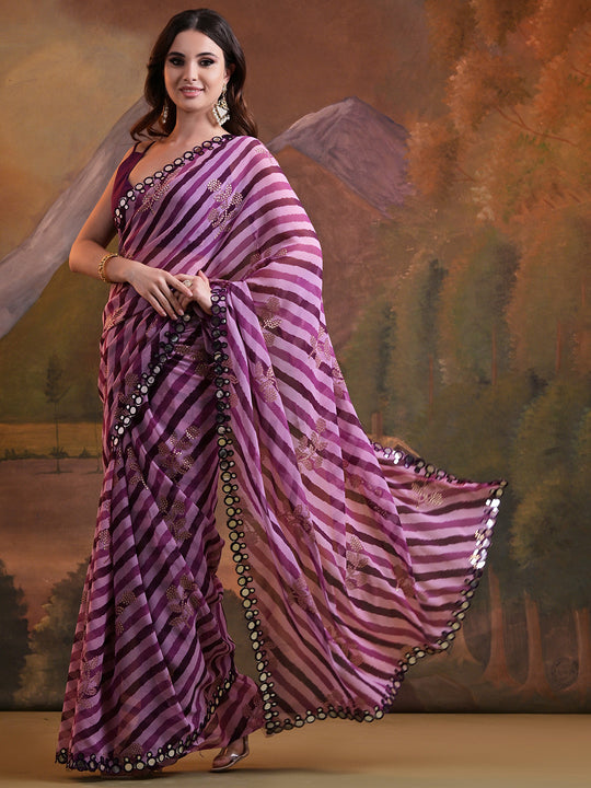 Purple Pure Georgette Festive Saree With Blouse Piece Purple Pure Georgette Festive Saree With Blouse Piece