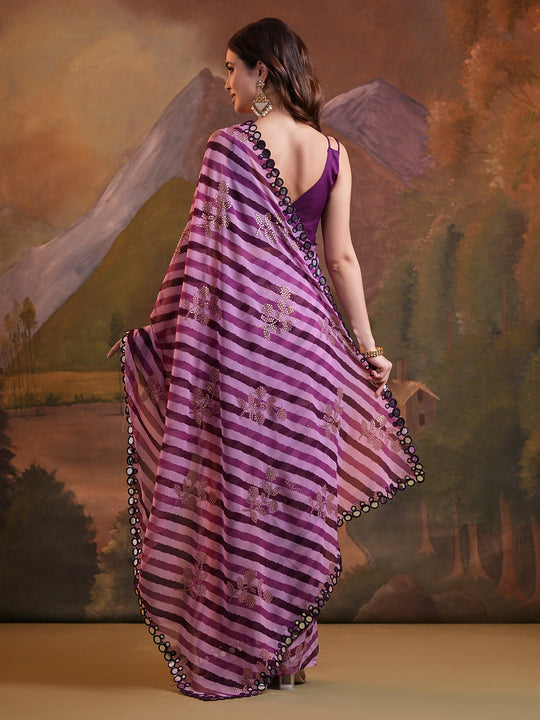 Purple Pure Georgette Festive Saree With Blouse Piece Purple Pure Georgette Festive Saree With Blouse Piece