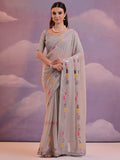 Grey Pure Georgette Festive Saree With Blouse Piece Grey Pure Georgette Festive Saree With Blouse Piece