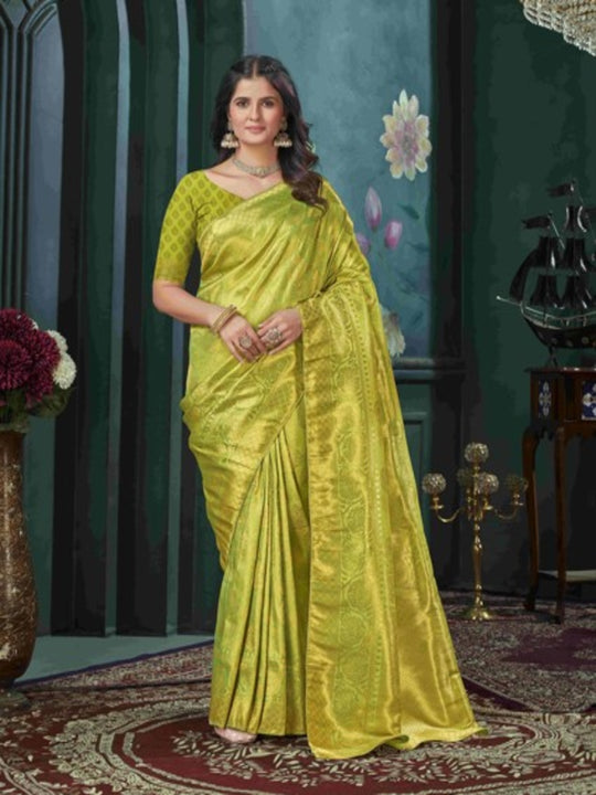 Yellow And Green Kanjivaram Saree Yellow And Green Kanjivaram Saree
