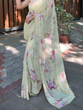 Pista Georgette silk Saree With Blouse Piece Pista Georgette silk Saree With Blouse Piece