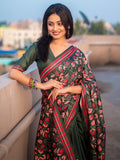 Green Soft Kolam Silk Saree With Blouse Piece Green Soft Kolam Silk Saree With Blouse Piece