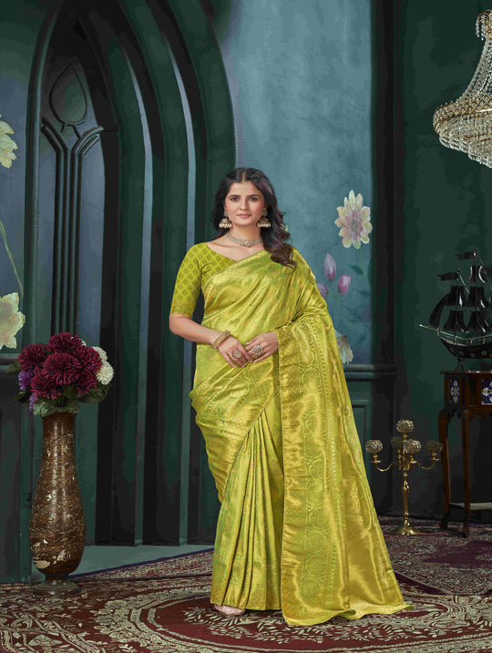 Yellow And Green Kanjivaram Saree Yellow And Green Kanjivaram Saree
