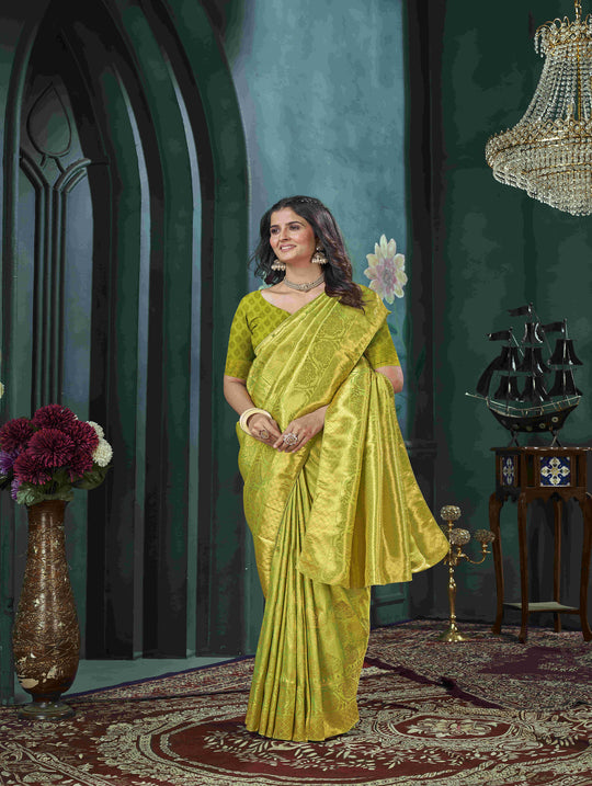 Yellow And Green Kanjivaram Saree Yellow And Green Kanjivaram Saree