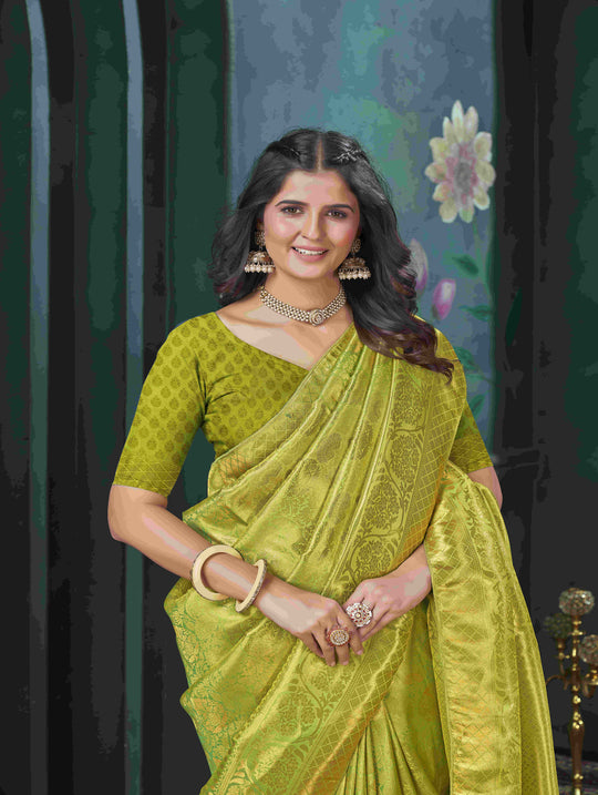 Yellow And Green Kanjivaram Saree Yellow And Green Kanjivaram Saree